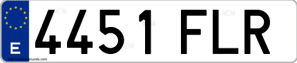 Ejemplo de matrícula de coche ordinaria 4451 FLR