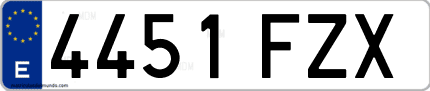 Ejemplo de matrícula de coche ordinaria 4451 FZX