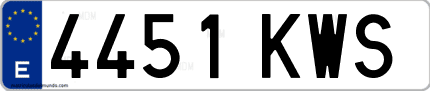 Ejemplo de matrícula de coche ordinaria 4451 KWS