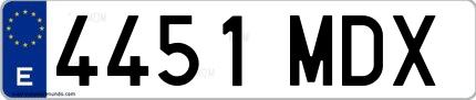 Ejemplo de matrícula española 4451 MDX