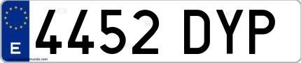 Ejemplo de matrícula española 4452 DYP