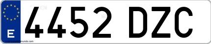 Ejemplo de matrícula española 4452 DZC