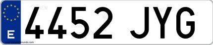 Ejemplo de matrícula española 4452 JYG