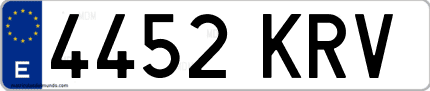 Ejemplo de matrícula de coche ordinaria 4452 KRV