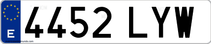 Ejemplo de matrícula de coche ordinaria 4452 LYW