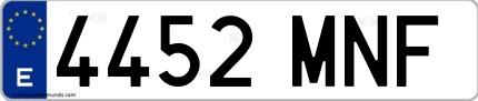 Ejemplo de matrícula española 4452 MNF
