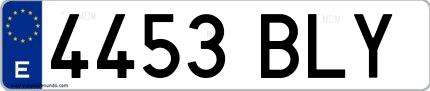 Ejemplo de matrícula de coche ordinaria 4453 BLY