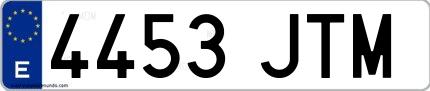 Ejemplo de matrícula española 4453 JTM