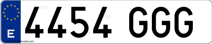 Ejemplo de matrícula de coche ordinaria 4454 GGG