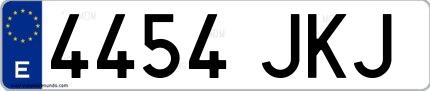 Ejemplo de matrícula española 4454 JKJ