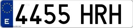 Ejemplo de matrícula española 4455 HRH