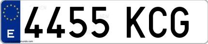 Ejemplo de matrícula española 4455 KCG