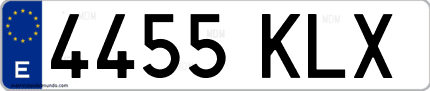 Ejemplo de matrícula de coche ordinaria 4455 KLX