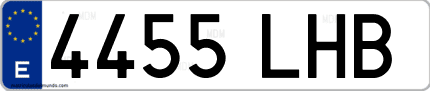 Ejemplo de matrícula de coche ordinaria 4455 LHB