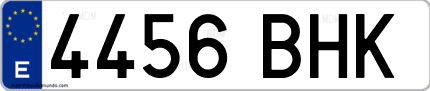 Ejemplo de matrícula de coche ordinaria 4456 BHK