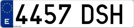 Ejemplo de matrícula española 4457 DSH