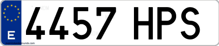 Ejemplo de matrícula de coche ordinaria 4457 HPS