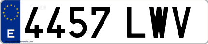 Ejemplo de matrícula de coche ordinaria 4457 LWV