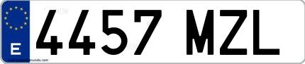 Ejemplo de matrícula española 4457 MZL