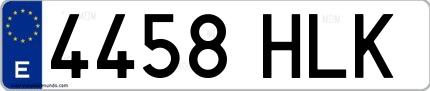 Ejemplo de matrícula española 4458 HLK