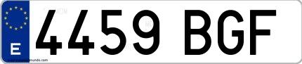 Ejemplo de matrícula española 4459 BGF