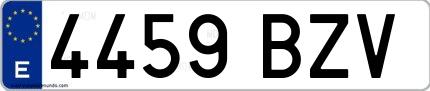 Ejemplo de matrícula española 4459 BZV