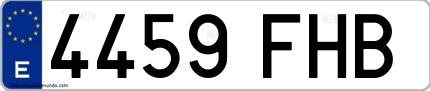 Ejemplo de matrícula española 4459 FHB