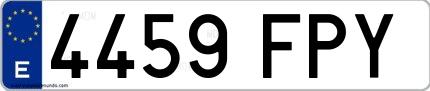 Ejemplo de matrícula española 4459 FPY