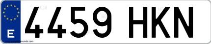 Ejemplo de matrícula española 4459 HKN