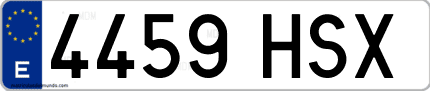 Ejemplo de matrícula de coche ordinaria 4459 HSX