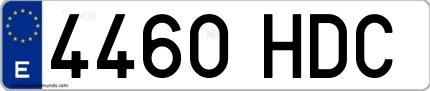 Ejemplo de matrícula española 4460 HDC