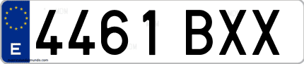 Ejemplo de matrícula de coche ordinaria 4461 BXX