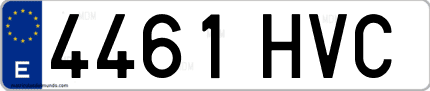 Ejemplo de matrícula de coche ordinaria 4461 HVC