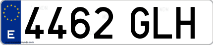 Ejemplo de matrícula de coche ordinaria 4462 GLH