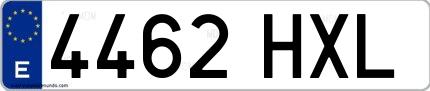 Ejemplo de matrícula española 4462 HXL