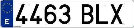 Ejemplo de matrícula española 4463 BLX