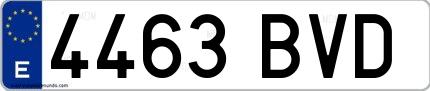 Ejemplo de matrícula española 4463 BVD