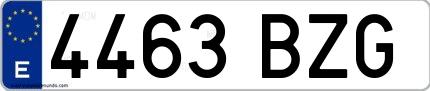Ejemplo de matrícula española 4463 BZG