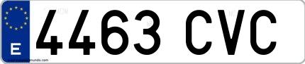 Ejemplo de matrícula española 4463 CVC