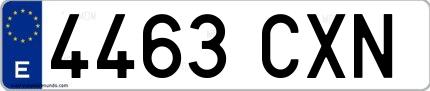 Ejemplo de matrícula española 4463 CXN