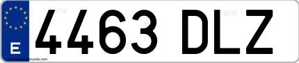 Ejemplo de matrícula española 4463 DLZ