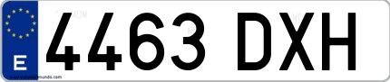 Ejemplo de matrícula española 4463 DXH