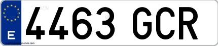 Ejemplo de matrícula española 4463 GCR