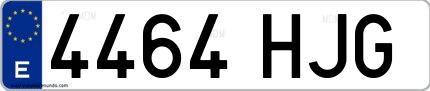 Ejemplo de matrícula española 4464 HJG