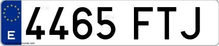 Ejemplo de matrícula española 4465 FTJ
