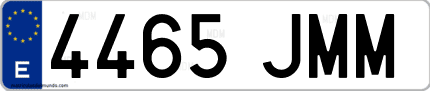 Ejemplo de matrícula de coche ordinaria 4465 JMM