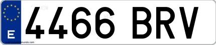 Ejemplo de matrícula española 4466 BRV