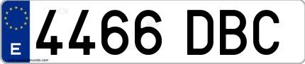 Ejemplo de matrícula de coche ordinaria 4466 DBC