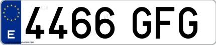 Ejemplo de matrícula española 4466 GFG