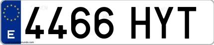 Ejemplo de matrícula española 4466 HYT